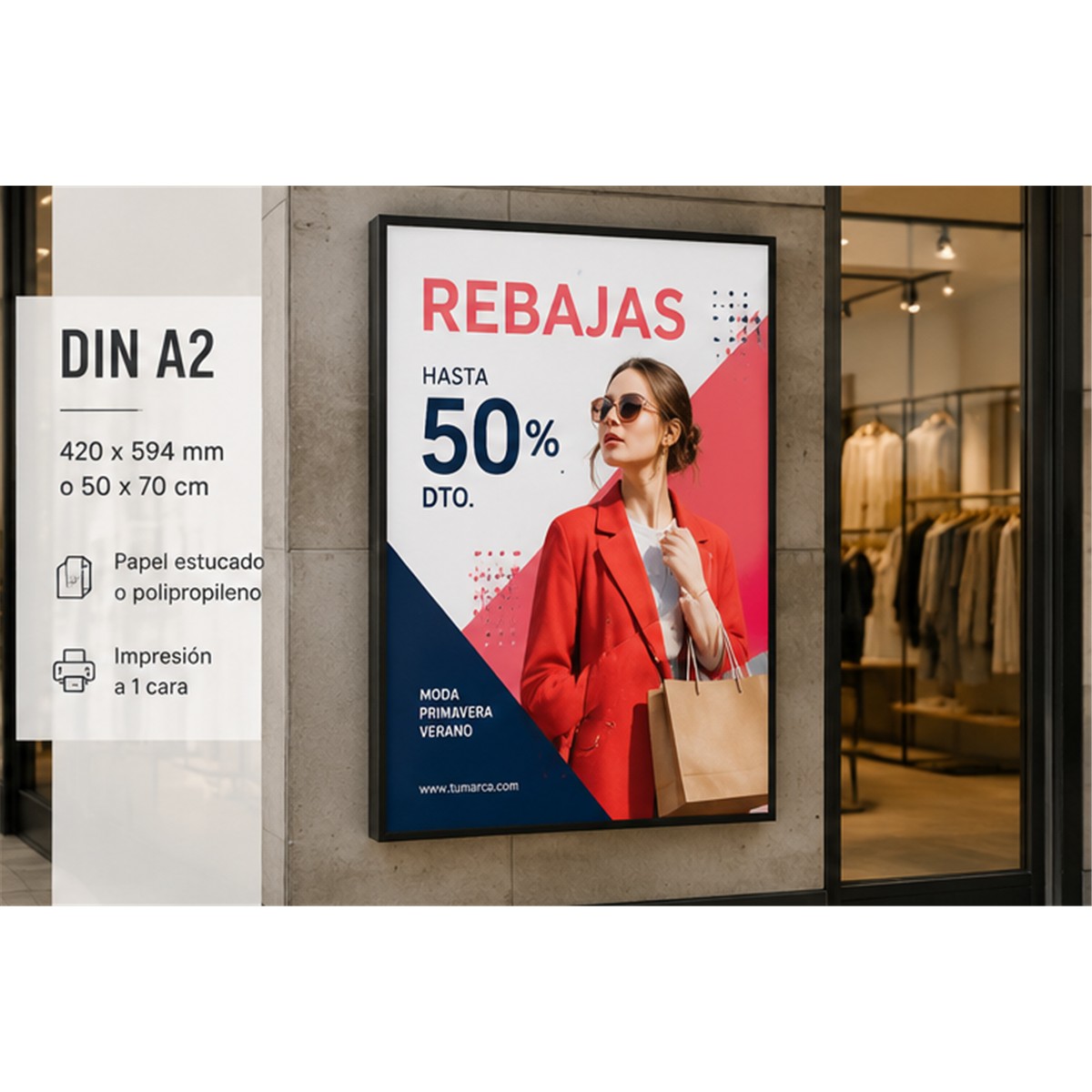 Cartel personalizado en formato DIN A2 y 50 × 70 cm