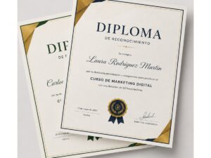 Dos diplomas personalizados impresos a color