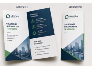 Díptico personalizado abierto en A4 y cerrado en A5